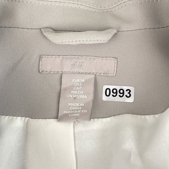 H&M Womens Blazer Jacket Career Long Sleeve Double-Breasted Pockets Light Gray S - Picture 6 of 13